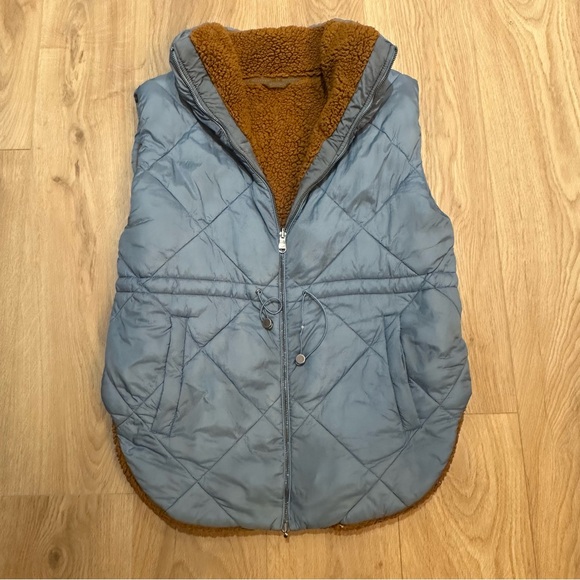 Free People Movement FP Sz S Venture On Reversible Puffer Vest Brown Blue Combo - Picture 11 of 14
